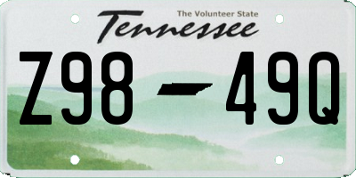 TN license plate Z9849Q