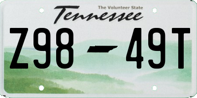 TN license plate Z9849T