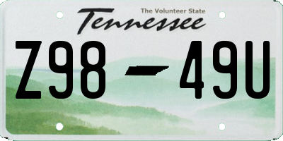 TN license plate Z9849U