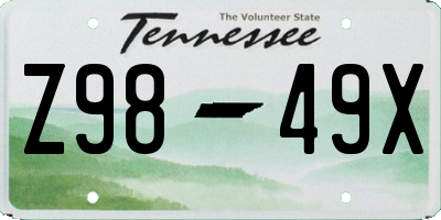 TN license plate Z9849X