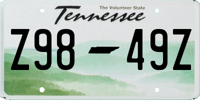 TN license plate Z9849Z
