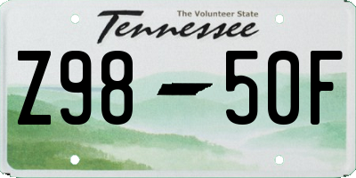 TN license plate Z9850F