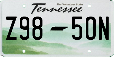 TN license plate Z9850N