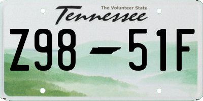 TN license plate Z9851F