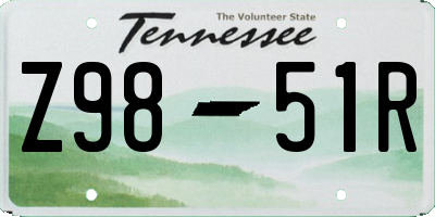 TN license plate Z9851R