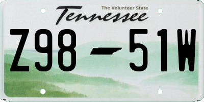 TN license plate Z9851W