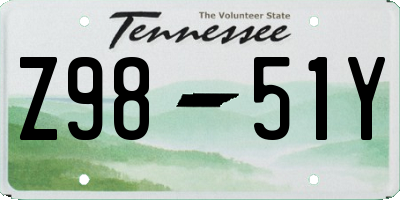 TN license plate Z9851Y