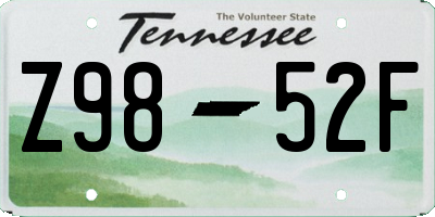 TN license plate Z9852F