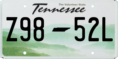 TN license plate Z9852L