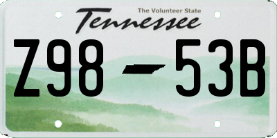 TN license plate Z9853B