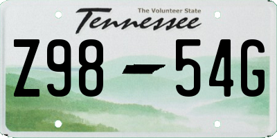 TN license plate Z9854G