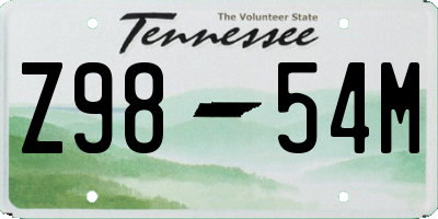 TN license plate Z9854M