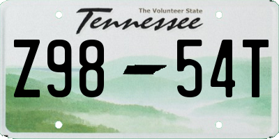 TN license plate Z9854T