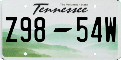 TN license plate Z9854W