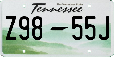 TN license plate Z9855J