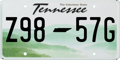 TN license plate Z9857G