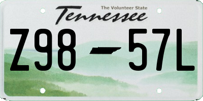 TN license plate Z9857L