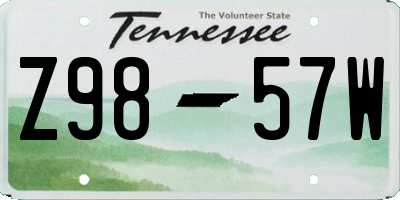 TN license plate Z9857W