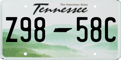 TN license plate Z9858C