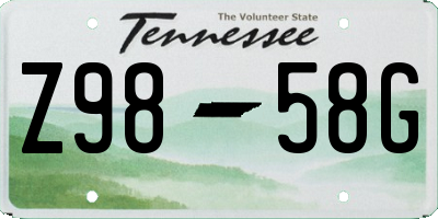 TN license plate Z9858G