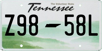 TN license plate Z9858L