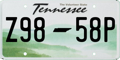 TN license plate Z9858P