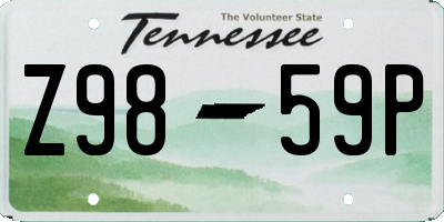 TN license plate Z9859P