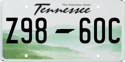 TN license plate Z9860C