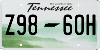 TN license plate Z9860H