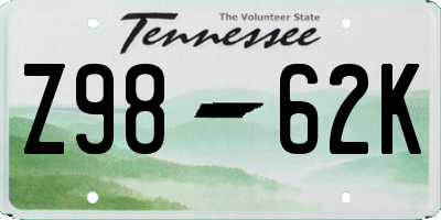 TN license plate Z9862K