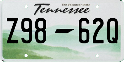 TN license plate Z9862Q