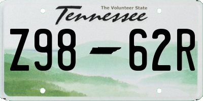 TN license plate Z9862R