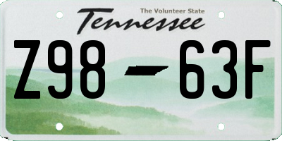 TN license plate Z9863F