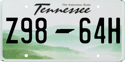 TN license plate Z9864H