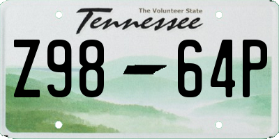 TN license plate Z9864P