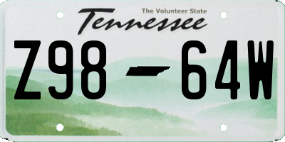 TN license plate Z9864W