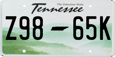 TN license plate Z9865K