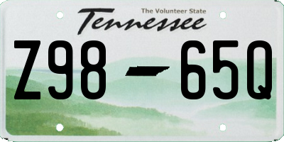 TN license plate Z9865Q