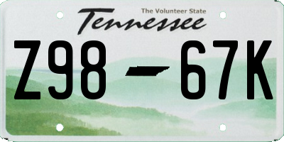 TN license plate Z9867K