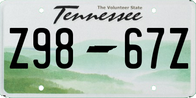 TN license plate Z9867Z