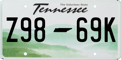 TN license plate Z9869K
