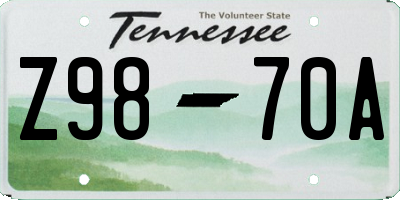 TN license plate Z9870A