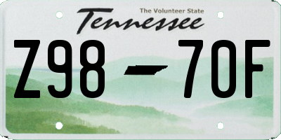 TN license plate Z9870F