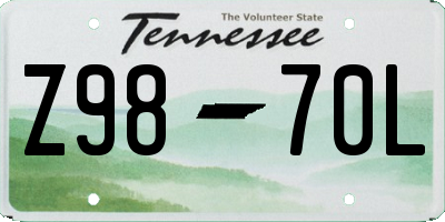 TN license plate Z9870L