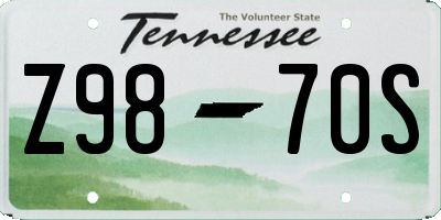 TN license plate Z9870S