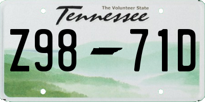 TN license plate Z9871D