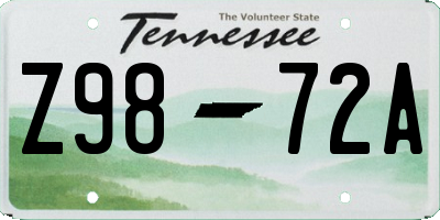TN license plate Z9872A
