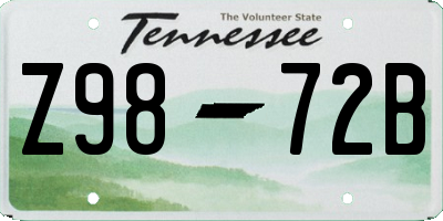 TN license plate Z9872B