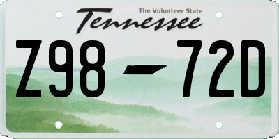 TN license plate Z9872D