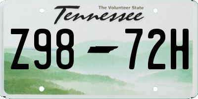 TN license plate Z9872H